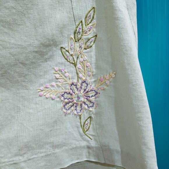 Courtenay Pastel Green Embroidered Floral Design Sleeveless Top - 14 - Picture 4 of 8